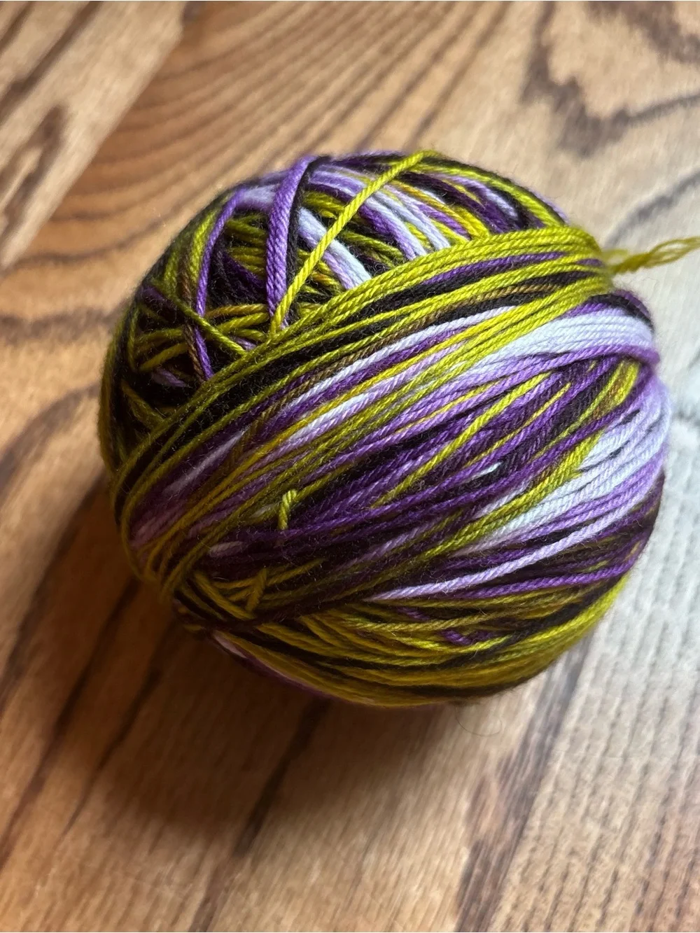 Yarn Fingering Weight Sock 105g Purple Green Wool Blend Knit Hand Dyed Indie